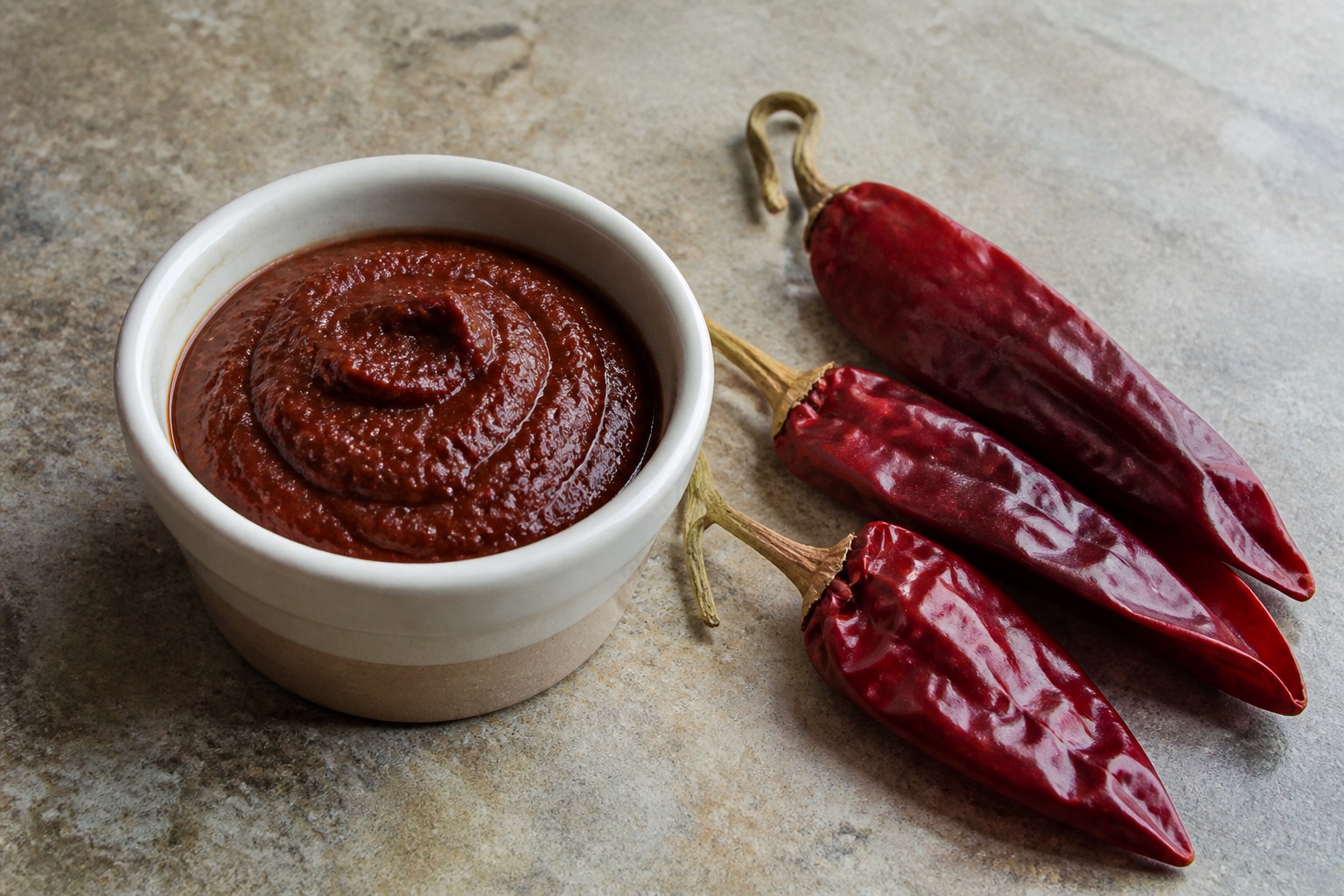 Red chile puree in a bowl